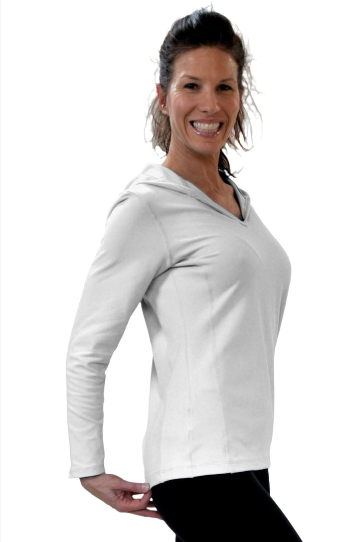 One Step Ahead Simple Hoodie Brushed Supplex 20150 - white - side view