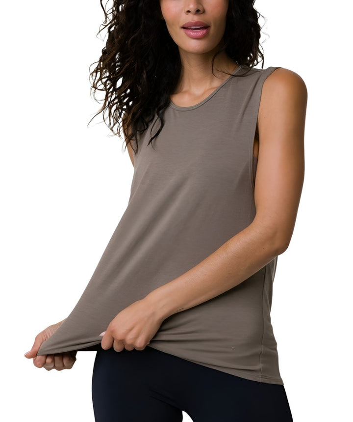 onzie twist back top 3602 - dust - front view