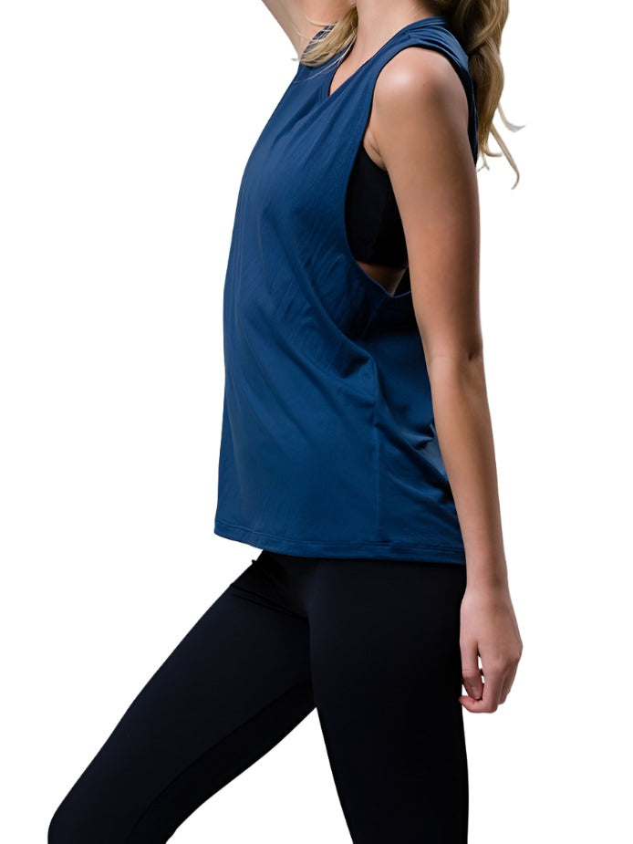 Onzie Hot Yoga Twist Back Top 3602 - Pebble - side view