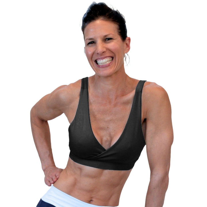 One Step Ahead Criss Cross Bra 2192 - black - front view