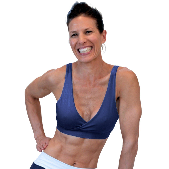 One Step Ahead Criss Cross Bra 2192 - navy - front view