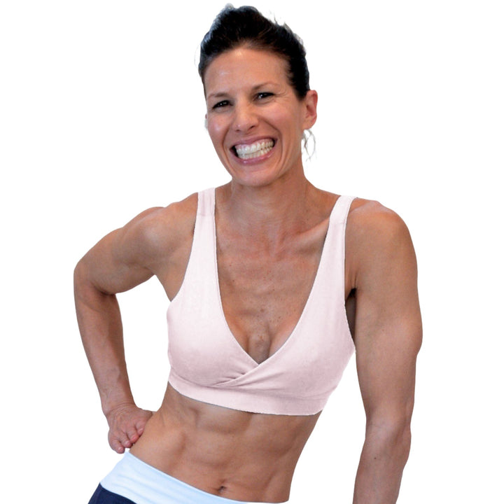 One Step Ahead Criss Cross Bra 2192 - Pale Pink - front view