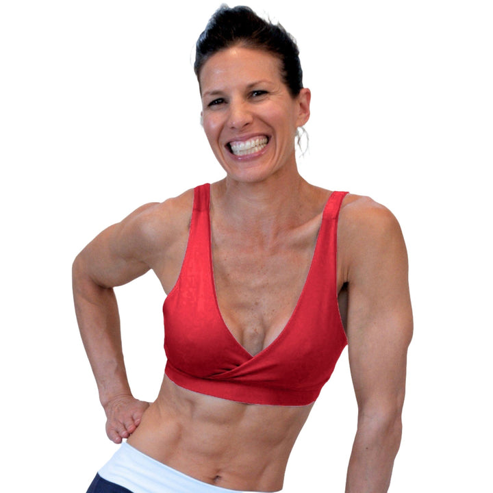 One Step Ahead Criss Cross Bra 2192 - Poinsettia - front view