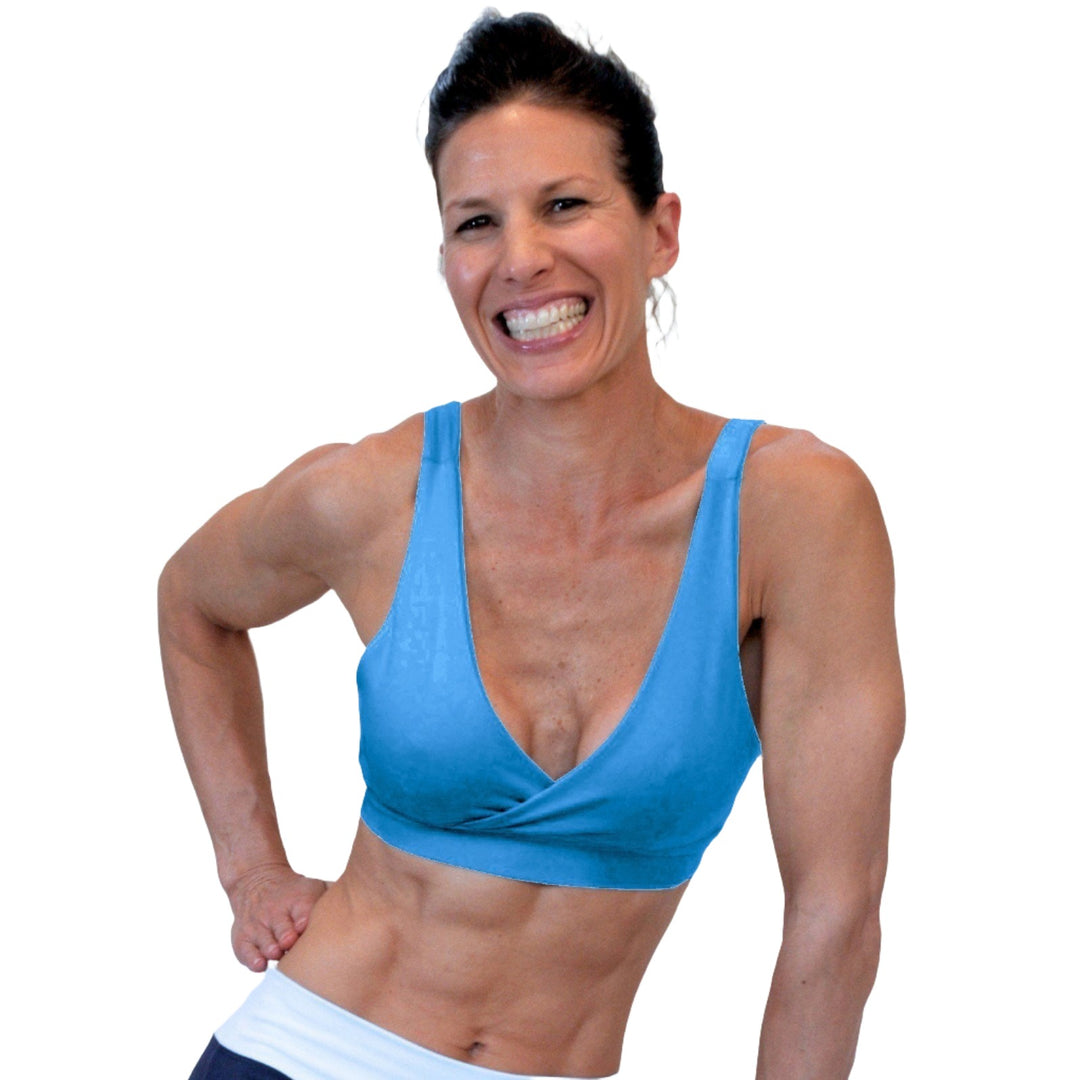 One Step Ahead Criss Cross Bra 2192 - Turquoise - front view