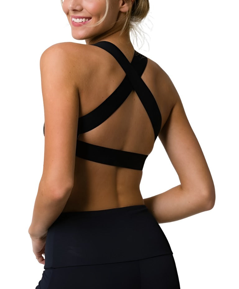 Onzie Hot Yoga Half Moon Scuba Bra 3700 available at Fitness Fashions