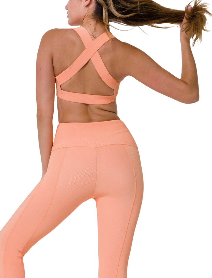 Onzie Hot Yoga Half Moon Bra 3700 - Cantalope Rib - rear view