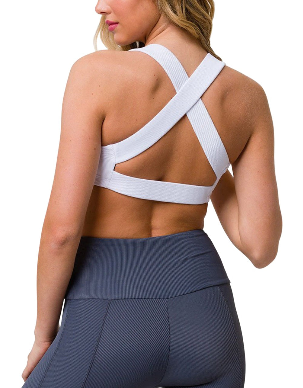 Onzie Hot Yoga Half Moon Bra 3700 - white - rear view