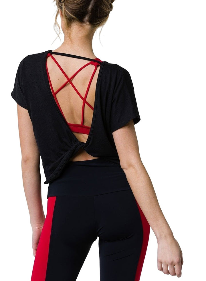 Onzie Hot Yoga Swing Back Top 3707 Black - rear view
