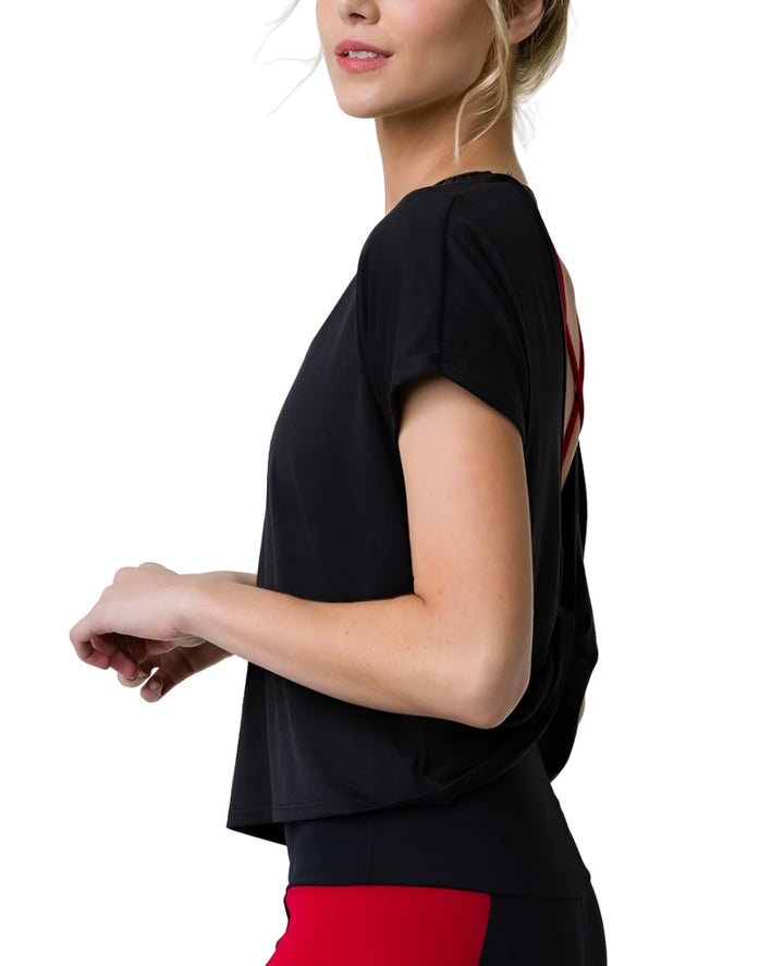 Onzie Hot Yoga Swing Back Top 3707 Black - side view