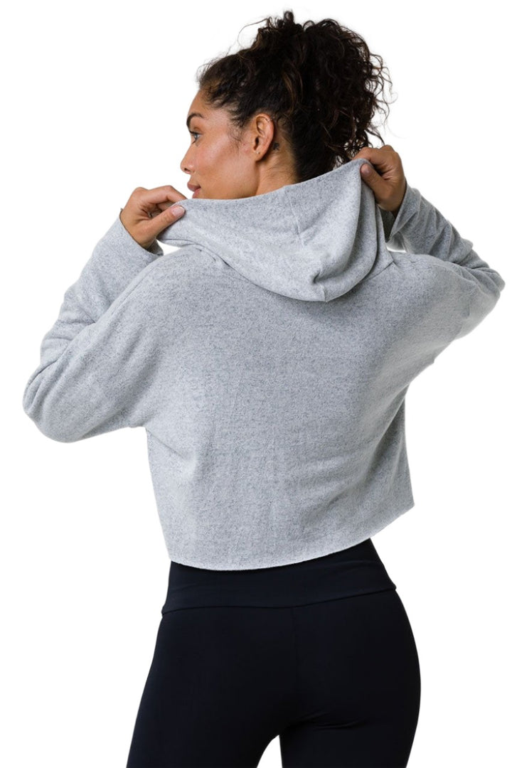 Onzie Flow Weekend Crop Hoodie 3710 - Heather Grey - rear view