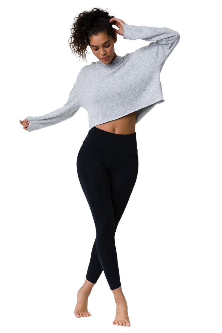 Onzie Flow Weekend Crop Hoodie 3710 - Heather Grey - front alt  view