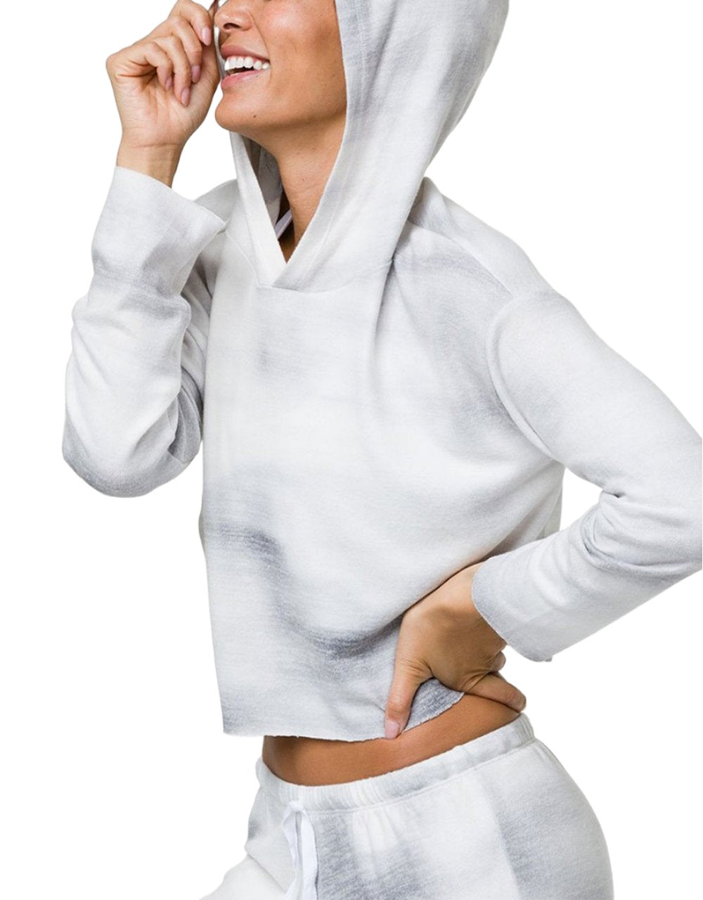 Onzie Flow Weekend Crop Hoodie 3710 - Mist - side view