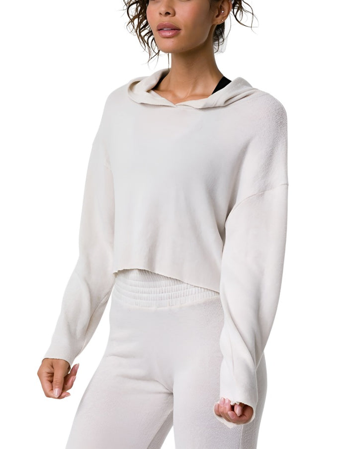 Onzie Flow Weekend Crop Hoodie 3710 - Oatmeal - front view