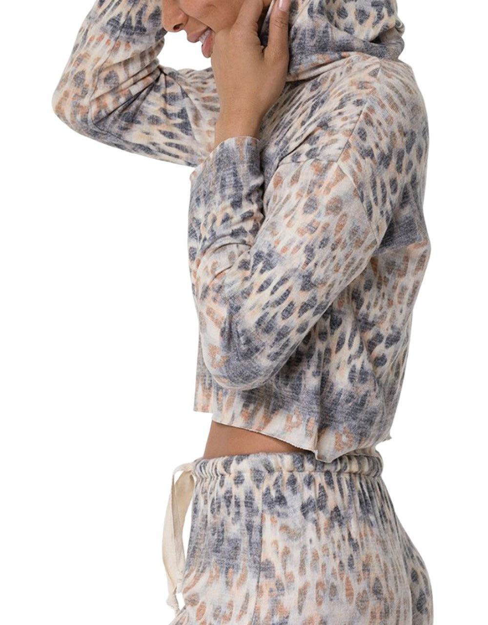 Onzie Flow Weekend Crop Hoodie 3710 - Safari - side view