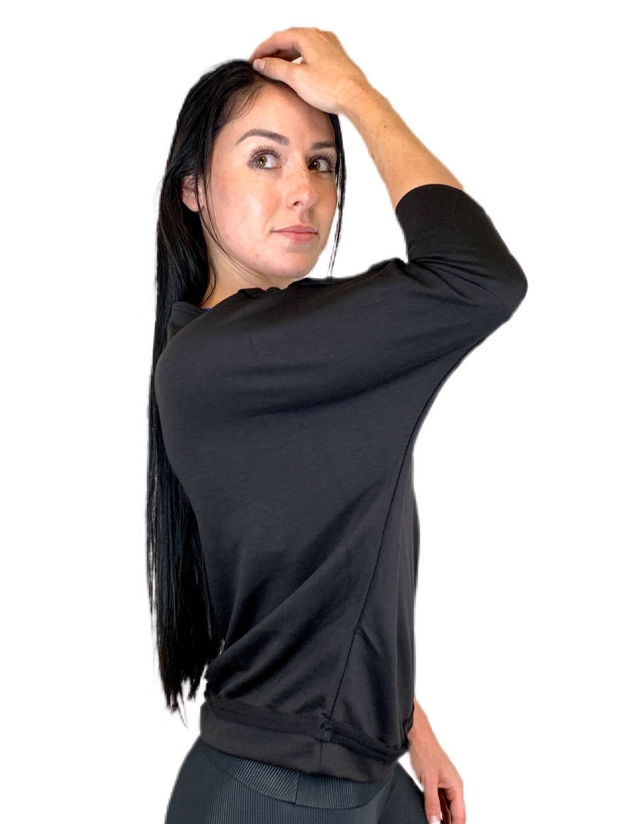 Onzie Flow Weekend One Shoulder Top 3712 - Black - side view