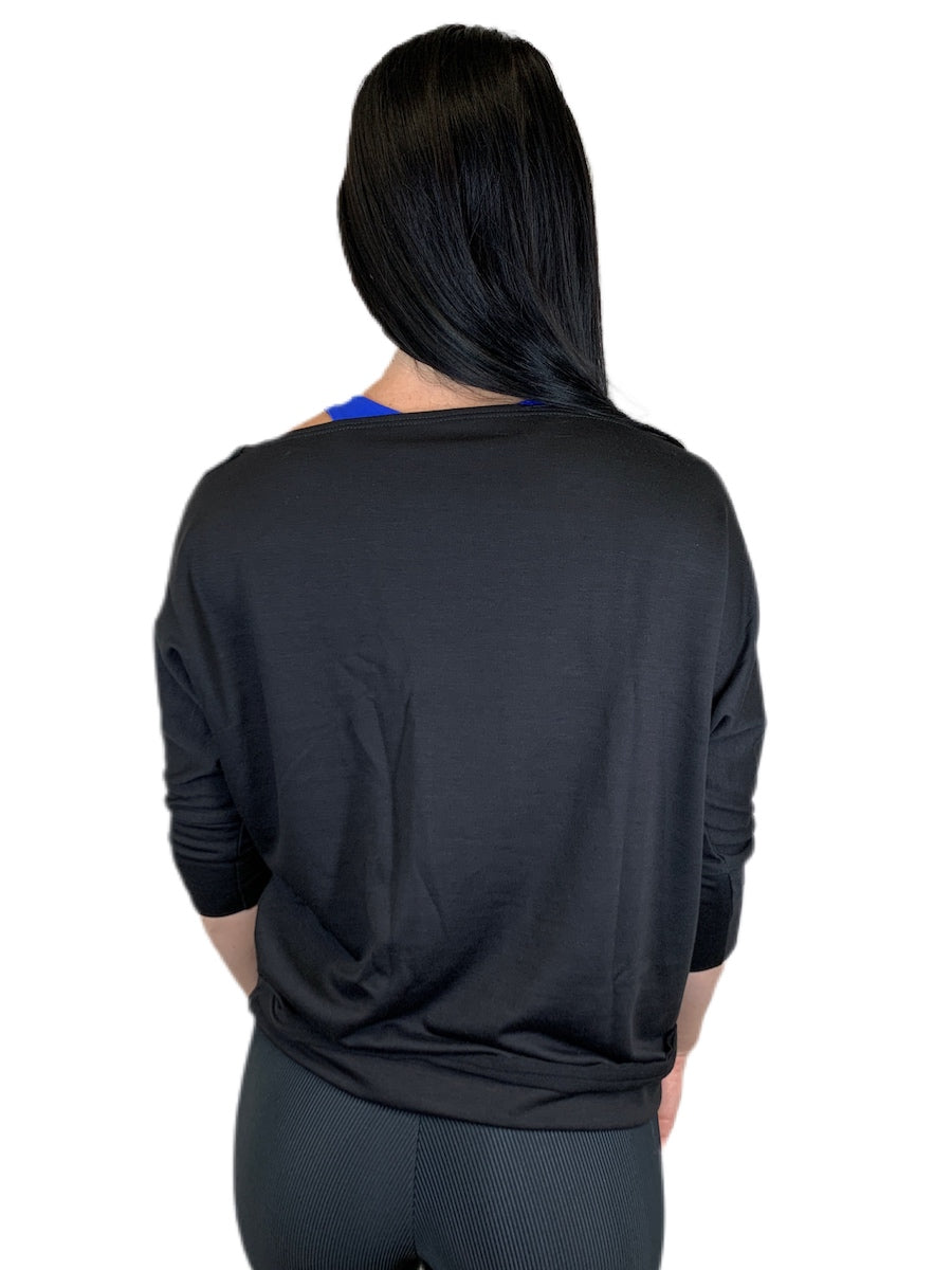 Onzie Flow Weekend One Shoulder Top 3712 - Black - rear view