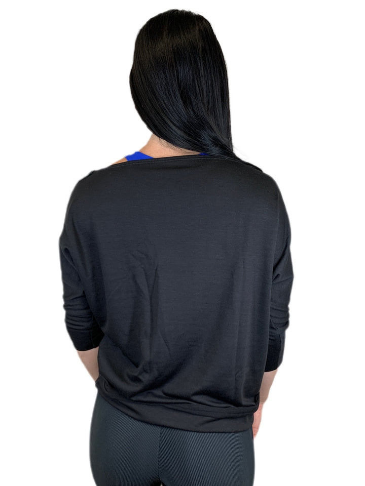 Onzie Flow Weekend One Shoulder Top 3712 - Black - rear view
