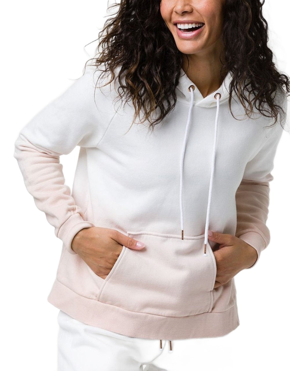 Onzie Fleece Dip Dye Hoodie 3720 Sherbet Ombre - front view