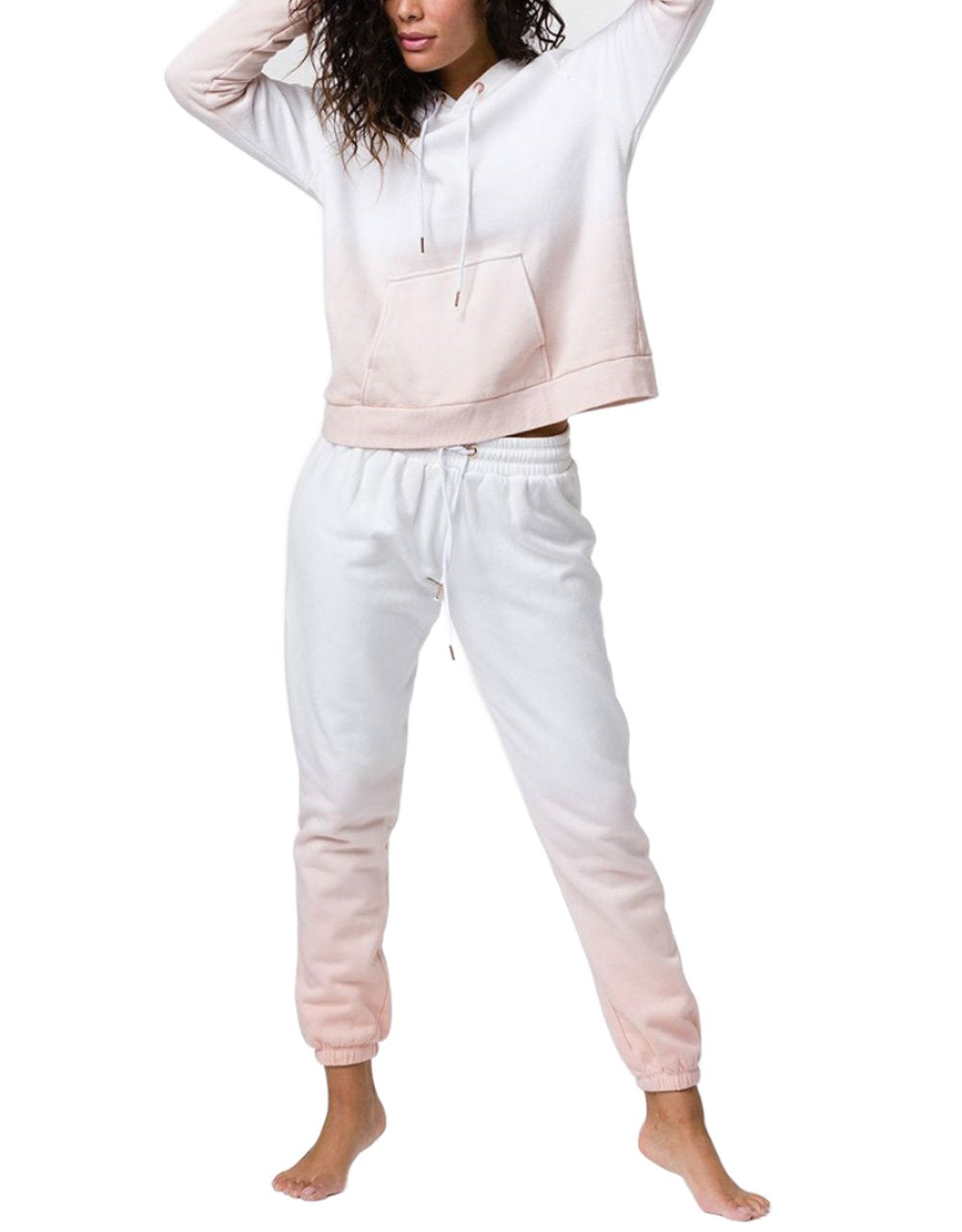 Onzie Fleece Dip Dye Hoodie 3720 Sherbet Ombre - front view