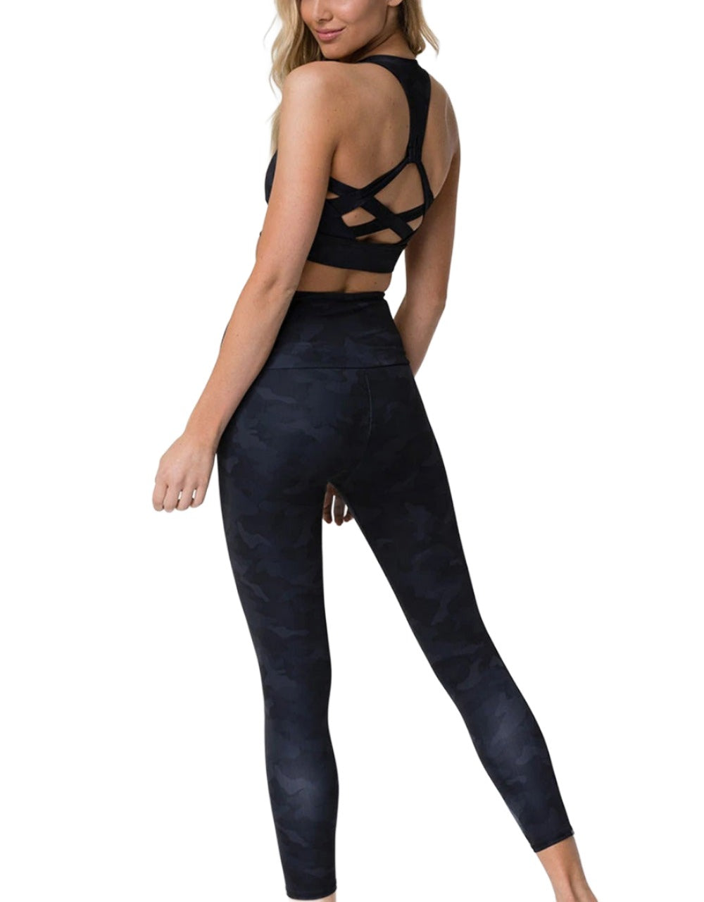 Onzie Warrior Yoga Sports Bra 3725 - Black Grey Camo - rear alt view