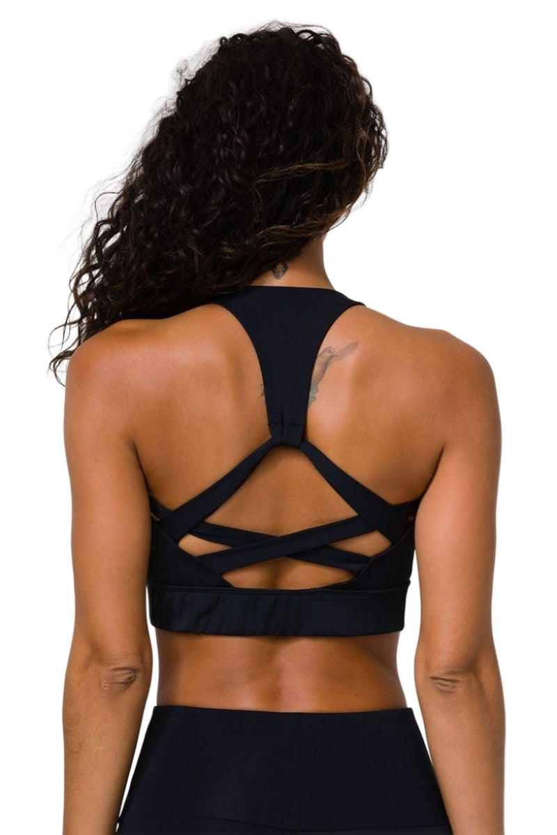 Onzie Warrior Yoga Sports Bra 3725 - Black - rear view