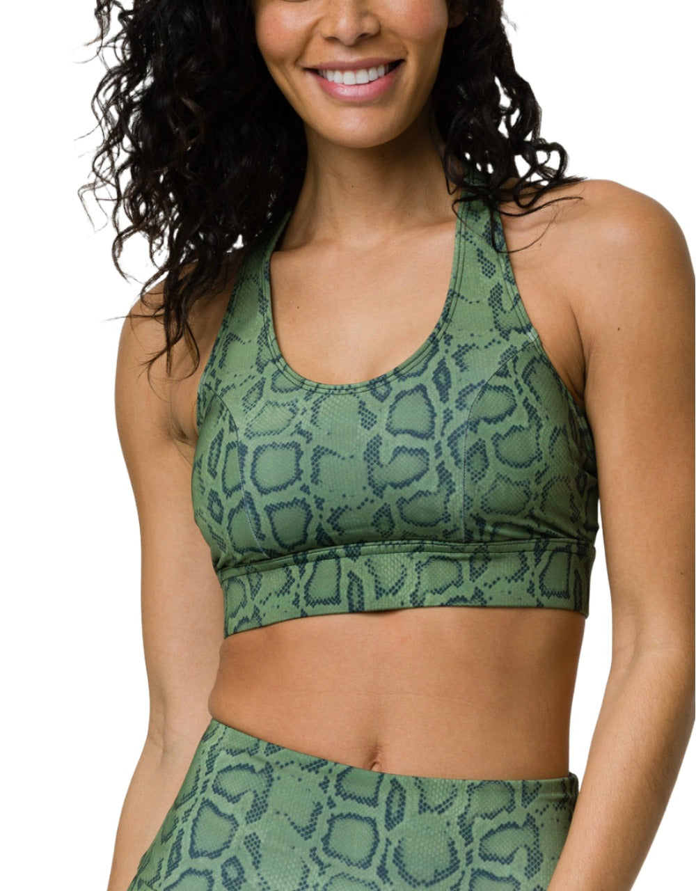 Onzie Warrior Yoga Sports Bra 3725 - Olive Cobra - front view