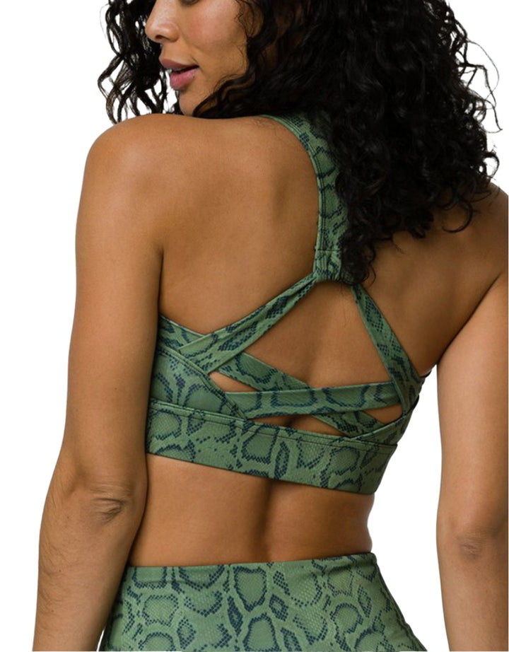Onzie Warrior Yoga Sports Bra 3725 - Olive Cobra - rear alt view