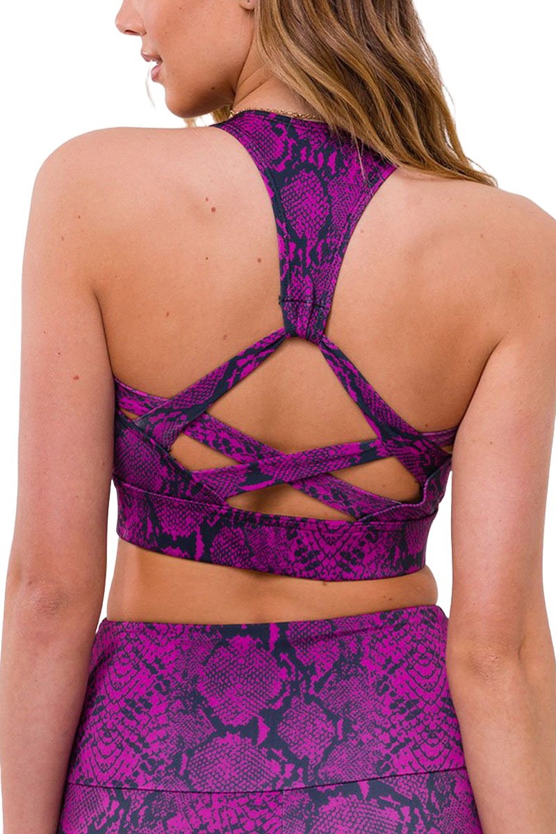 Onzie Warrior Yoga Sports Bra 3725 - Ultraviolet Snake - rear view