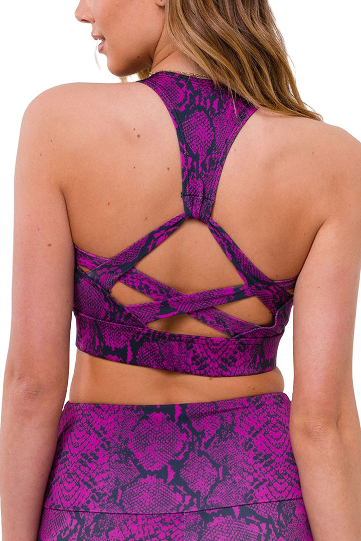Onzie Warrior Yoga Sports Bra 3725 - Ultraviolet Snake - rear view