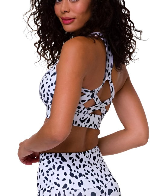 Onzie Warrior Yoga Sports Bra 3725 - White Cheetah - rear view