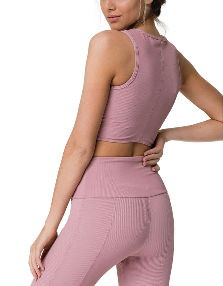 Onzie Front Twist Cropped Top 3726 - Antique Rose - rear view