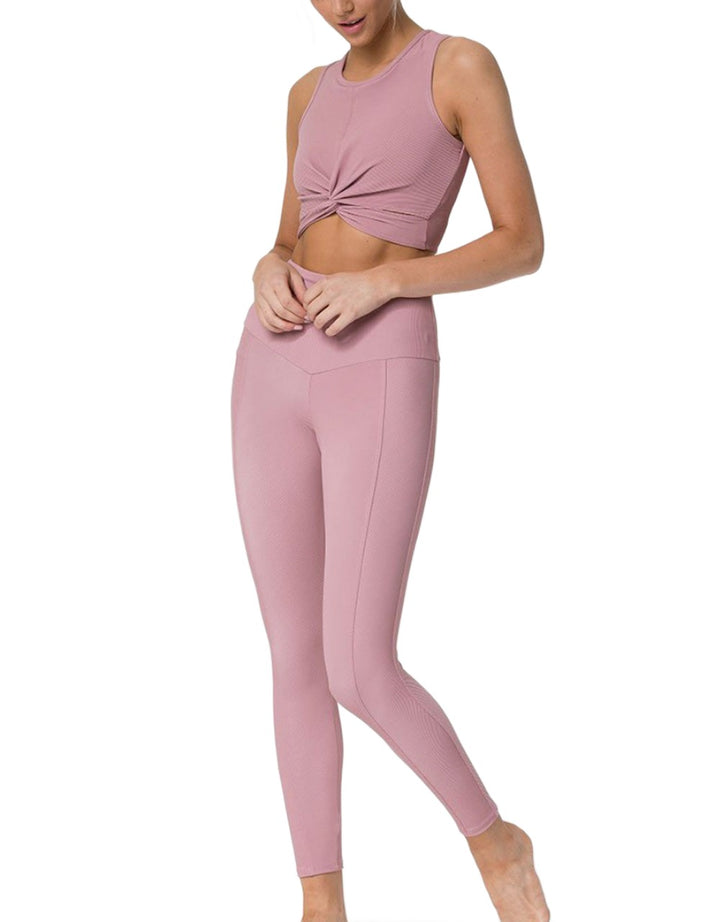 Onzie Front Twist Cropped Top 3726 - Antique Rose - front alt view