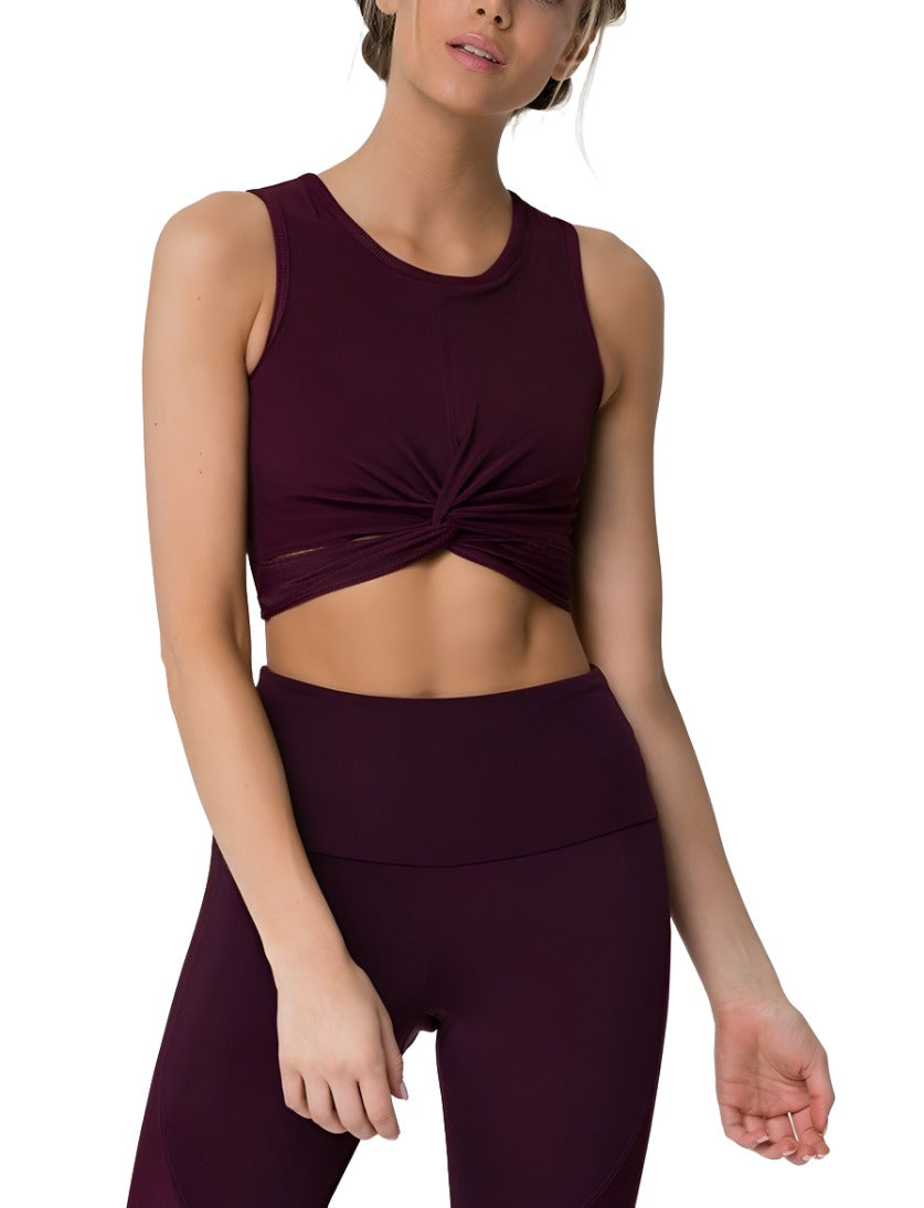 3726-TEAR-2-3726-TEAROnzie Front Twist Cropped Top 3726 - Fig - front view