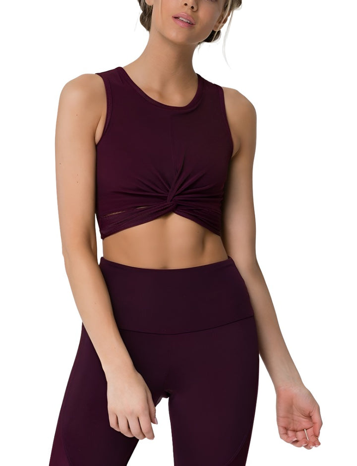 3726-TEAR-2-3726-TEAROnzie Front Twist Cropped Top 3726 - Fig - front view