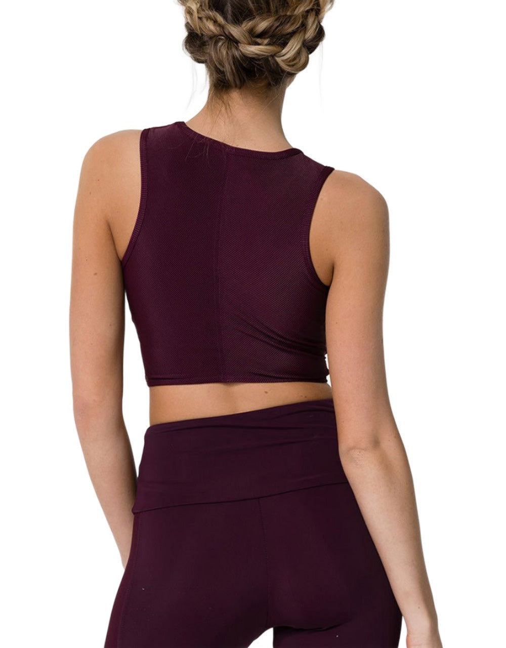 3726-TEAR-2-3726-TEAROnzie Front Twist Cropped Top 3726 - Fig - rear view