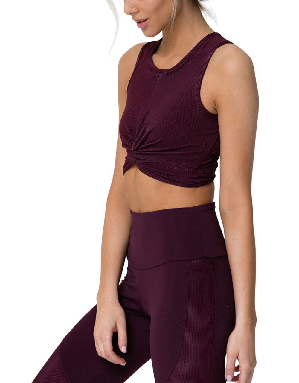 3726-TEAR-2-3726-TEAROnzie Front Twist Cropped Top 3726 - Fig - side view