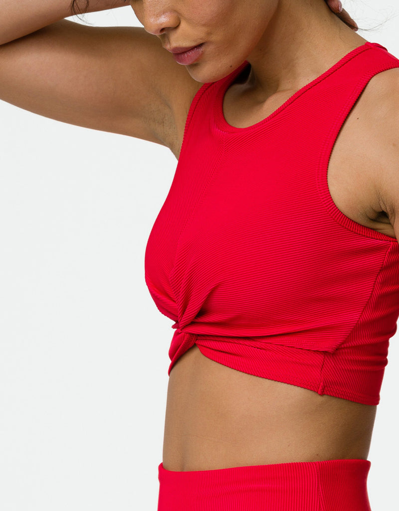 3726-TEAR-2-3726-TEAROnzie Front Twist Cropped Top 3726 - Red - side view