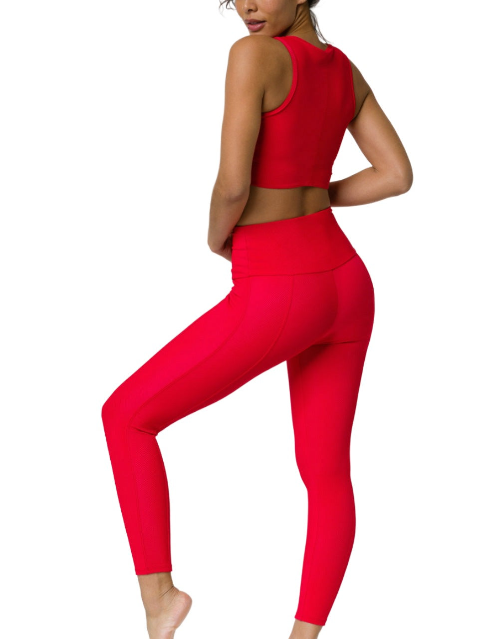 3726-TEAR-2-3726-TEAROnzie Front Twist Cropped Top 3726 - Red - rear alt view
