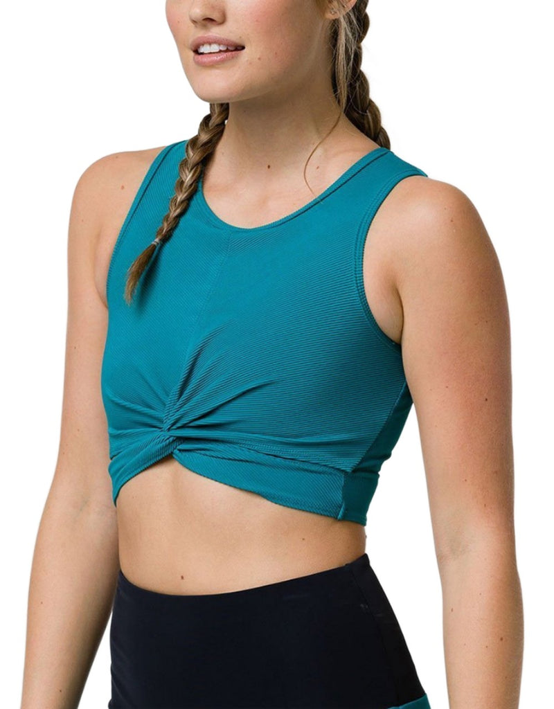 3726-TEAR-2-3726-TEAROnzie Front Twist Cropped Top 3726 - Teal - front view