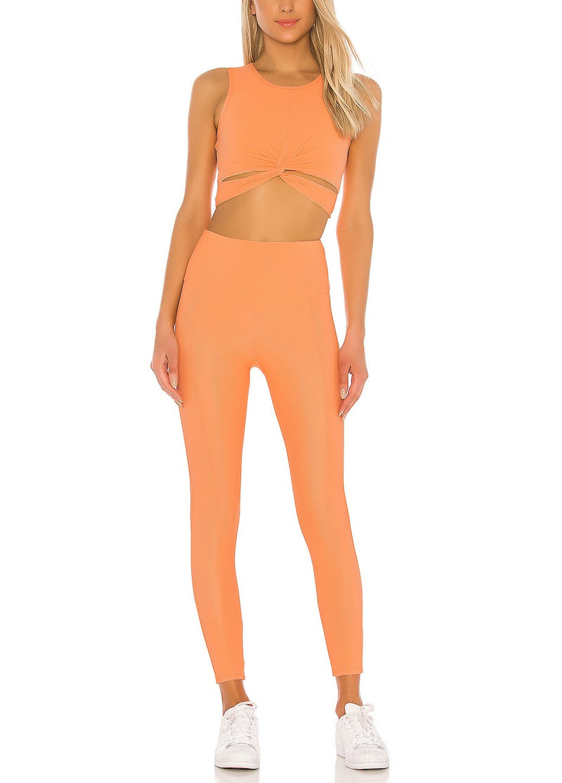 Onzie Front Twist Cropped Top 3726 - Cantaloupe - front alt view