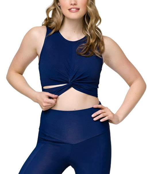 Onzie Front Twist Cropped Top 3726 - Marine - front view