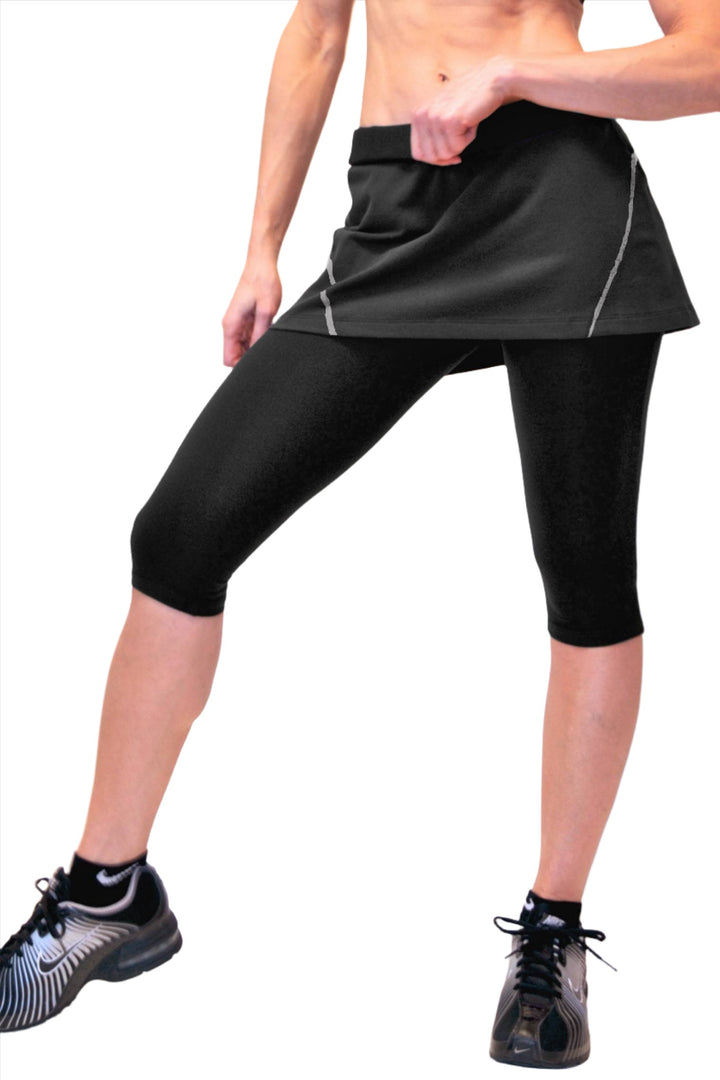 One Step Ahead Capri Skort 2108 - Black/white  - front view