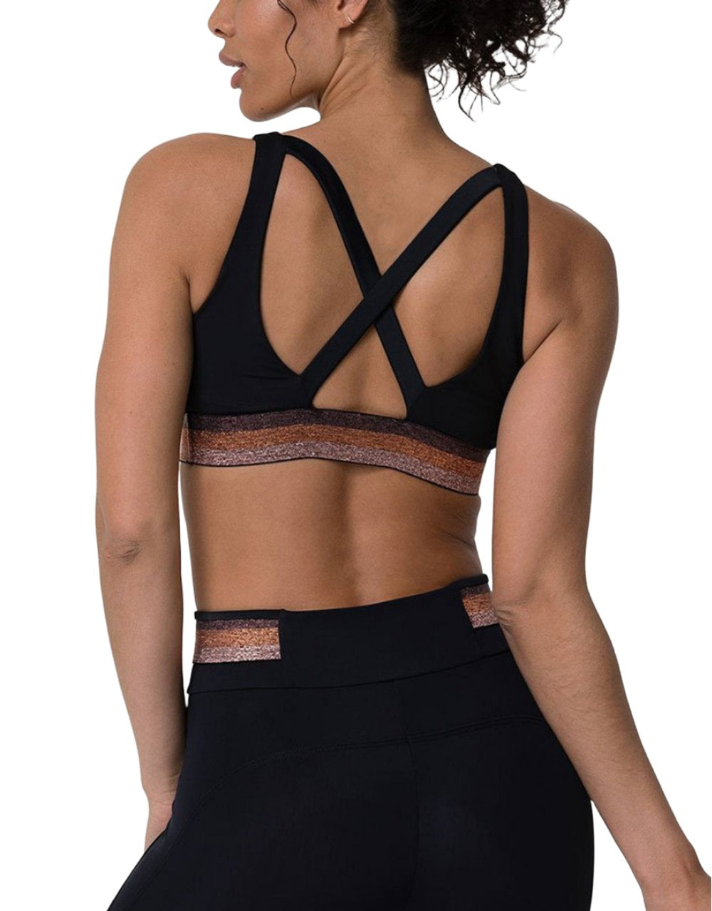 Onzie Hot Yoga Glow Bra 3735 - Black Gold - rear view