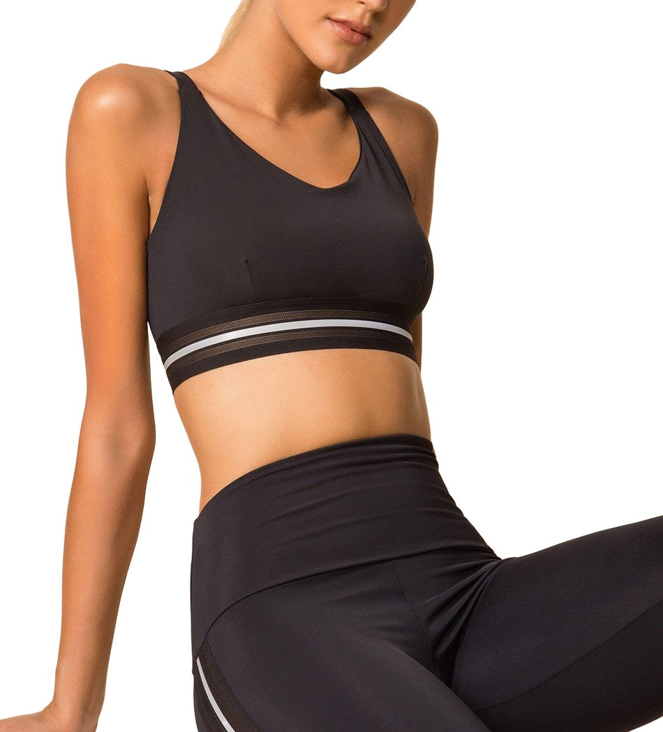 Onzie Hot Yoga Glow Bra 3735 - Black Reflective - front view