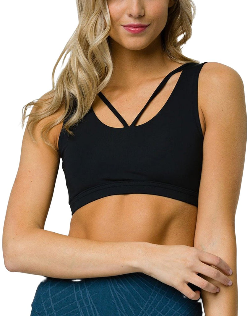 Onzie Hot Yoga Crossover Bra 3736 - Black - front view