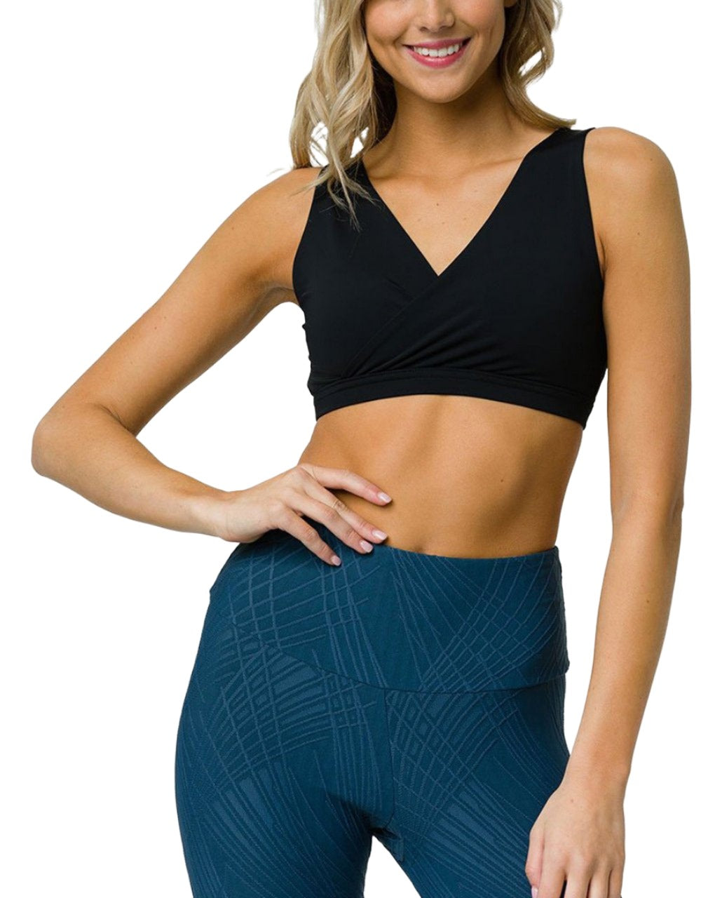 Onzie Hot Yoga Crossover Bra 3736 - Black - front alt view