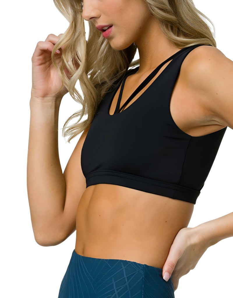 Onzie Hot Yoga Crossover Bra 3736 - Black - side view