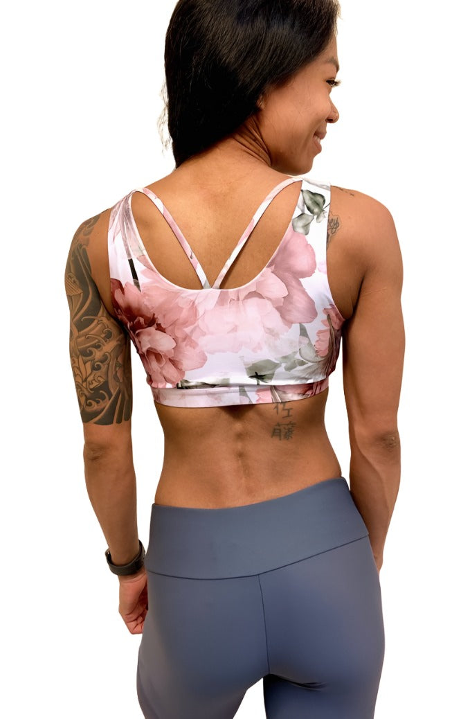 Onzie Hot Yoga Crossover Bra 3736 - Summer Bloom - rear view