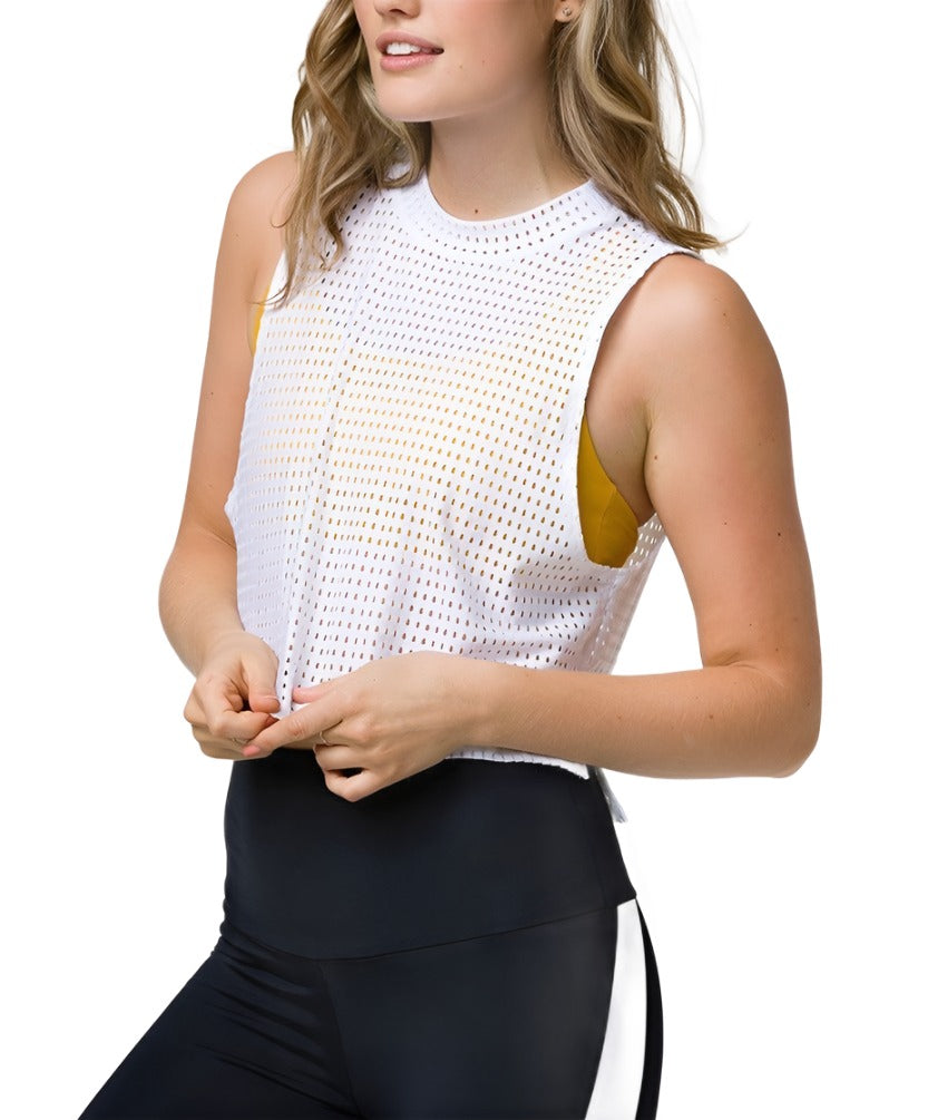 Onzie Edge Tank 3737 - White Peep Mesh - side view