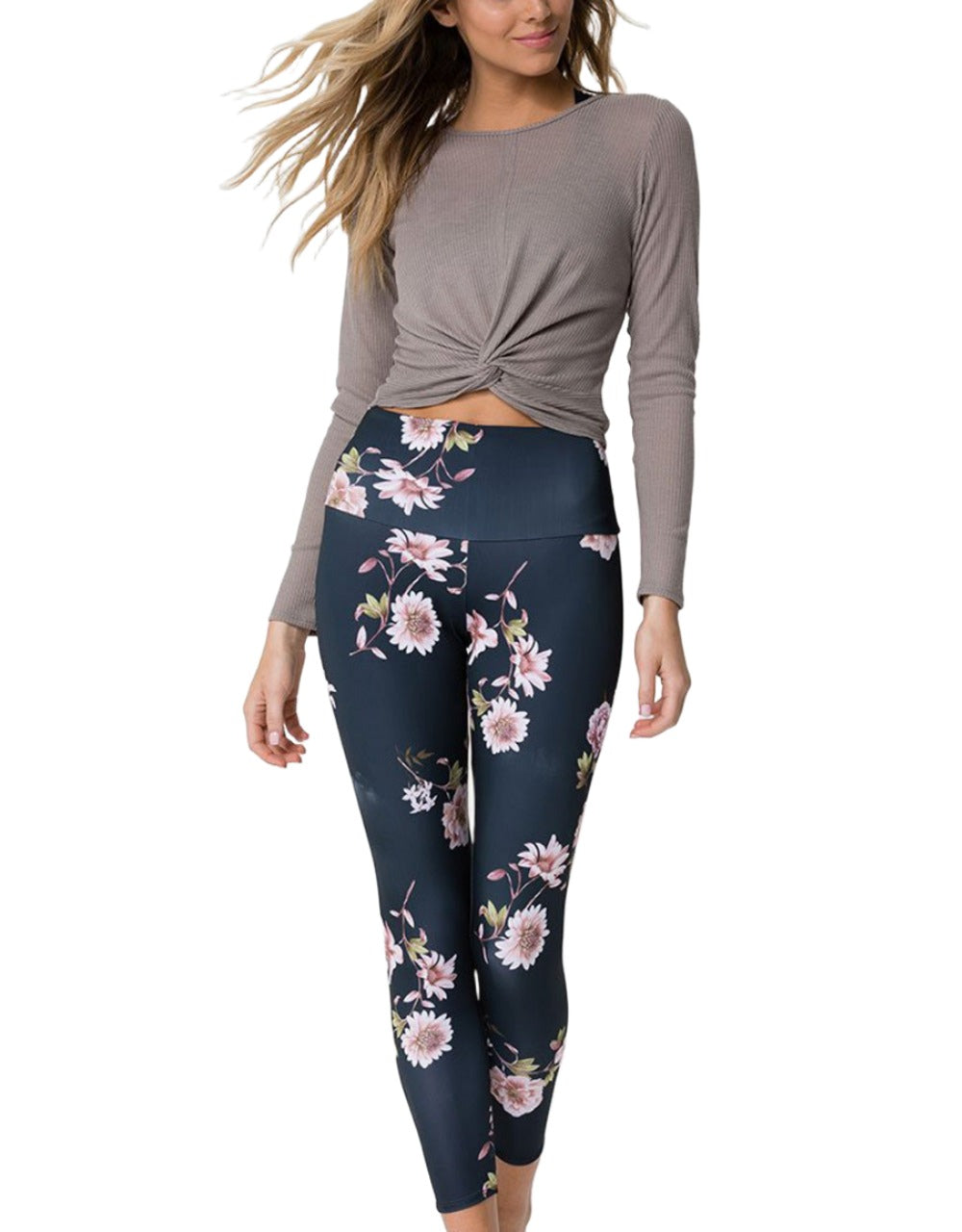 Onzie Long Sleeve Twirl Top 3743 - Taupe - front alt view